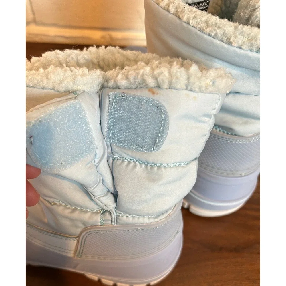 Lands‎ End Kids Light Blue Insulated Snow Boots Water Resistant 3M Thinsulate 3M